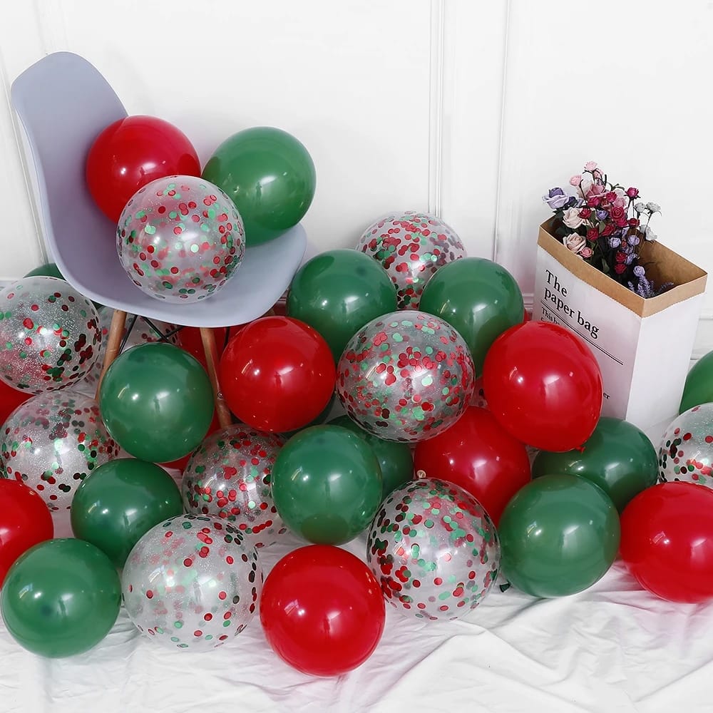 15pcs 10inch Christmas Latex Balloons Golden Green Balloon Christmas Tree Kids Birthday Party Decorations Wedding New Year Decor
