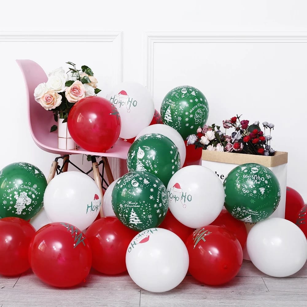 15pcs 10inch Christmas Latex Balloons Golden Green Balloon Christmas Tree Kids Birthday Party Decorations Wedding New Year Decor