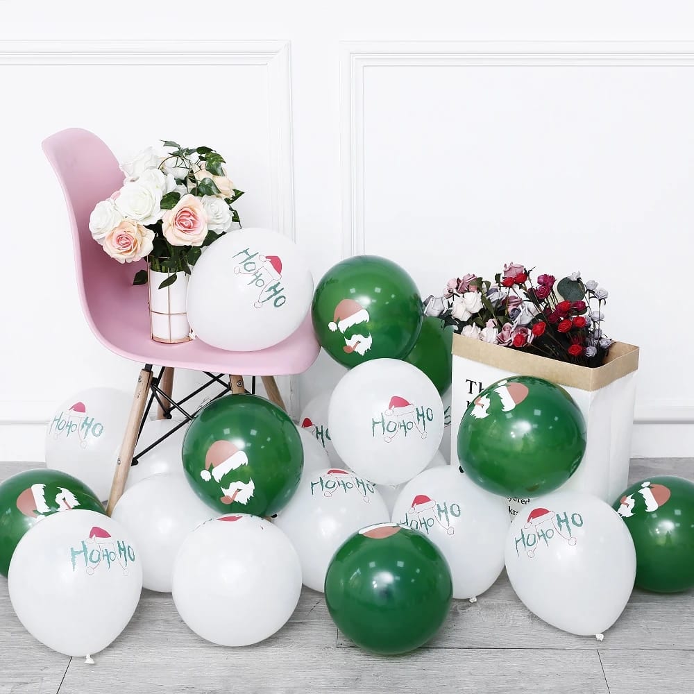 15pcs 10inch Christmas Latex Balloons Golden Green Balloon Christmas Tree Kids Birthday Party Decorations Wedding New Year Decor