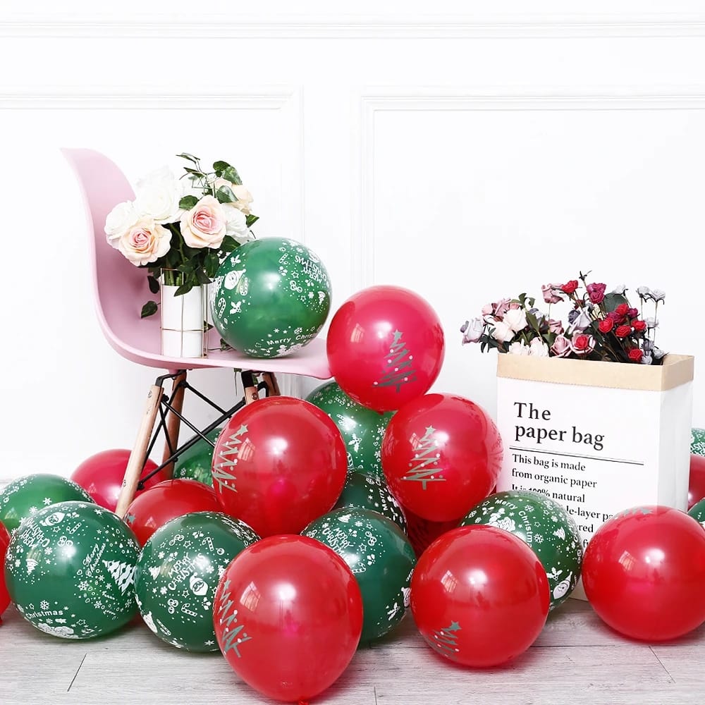15pcs 10inch Christmas Latex Balloons Golden Green Balloon Christmas Tree Kids Birthday Party Decorations Wedding New Year Decor