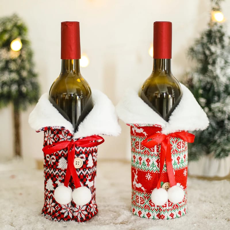Christmas Santa Claus Wine Bottle Cover Merry Christmas Decorations for Home Navidad Noel Kerst Xmas Gifts Decor New Year