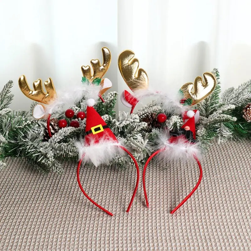 Christmas Santa Claus Elk Snowman Headband Merry Christmas Decorations For Home Xmas Ornaments Navidad 2023 New Year Gift 2024