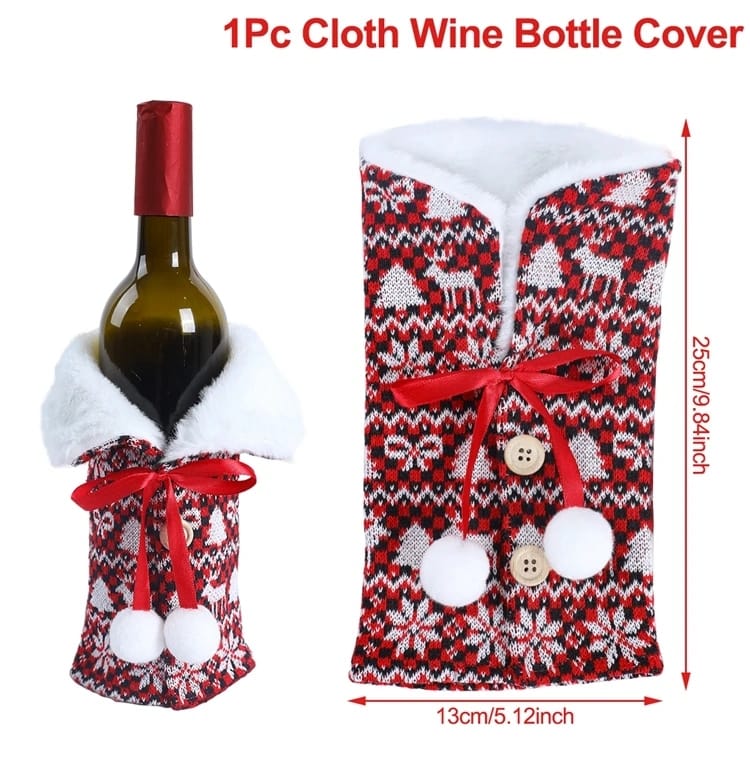 Christmas Santa Claus Wine Bottle Cover Merry Christmas Decorations for Home 2023 Navidad Noel Kerst Xmas Gifts Decor New Year