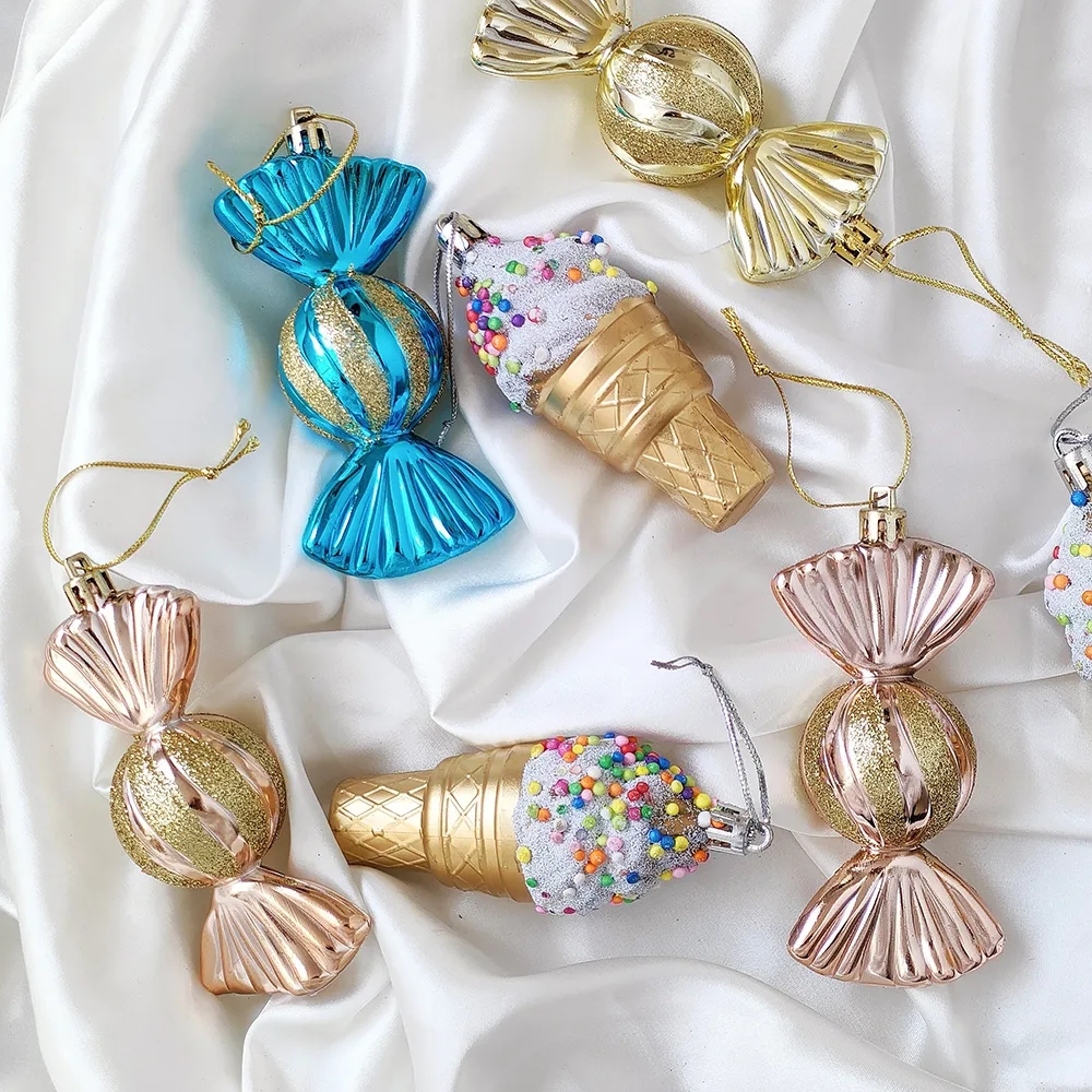 3Pcs/Set Christmas Ice Cream Candy Pendant Cute Merry Christmas Hanging Ornaments Xmas Tree Home Party Decorations Noel Navidad