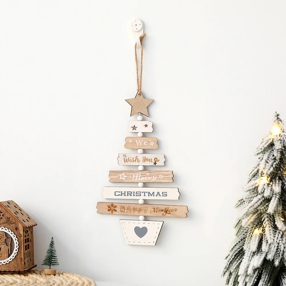 1Pc Wooden Christmas Tree Pendant Merry Christmas Home Party Decorations Door Wall Room Winter Ornaments New Year 2023 Navidad 1Pc Wooden Christmas Tree Pendant Merry Christmas Home Party Decorations Door Wall Room Winter Ornaments New Year 2023 Navidad