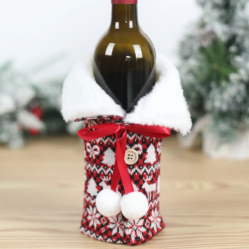 Christmas Santa Claus Wine Bottle Cover Merry Christmas Decorations for Home 2023 Navidad Noel Kerst Xmas Gifts Decor New Year