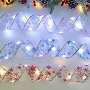 10M Christmas Decoration Xmas Tree Ribbon Fairy Light Ornaments Home Xmas String Lights Navidad Christmas Ribbon With LED Lights