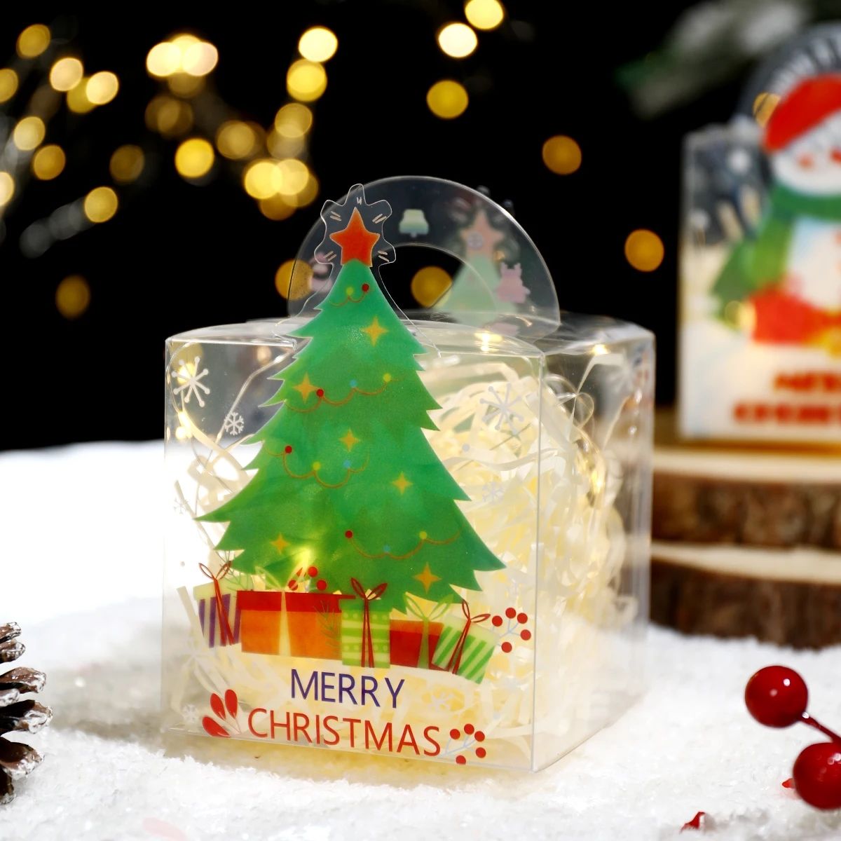 Christmas Transparent Candy Box Merry Christmas Decoration For Home 2023 Navidad Xmas Ornaments Gifts Noel Natal Kerst New Year