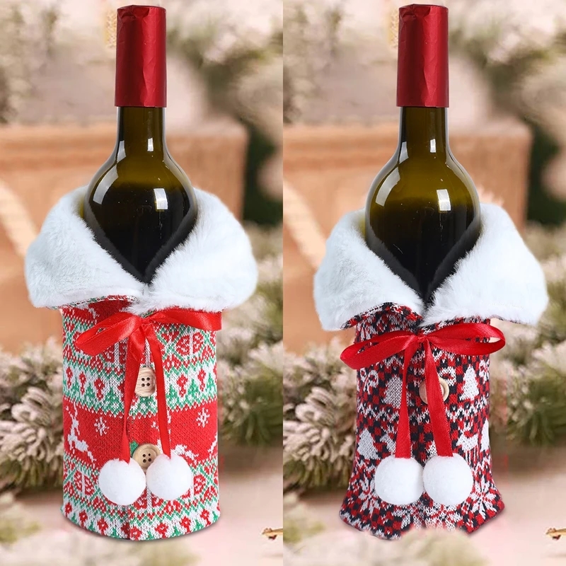 Christmas Santa Claus Wine Bottle Cover Merry Christmas Decorations for Home 2023 Navidad Noel Kerst Xmas Gifts Decor New Year