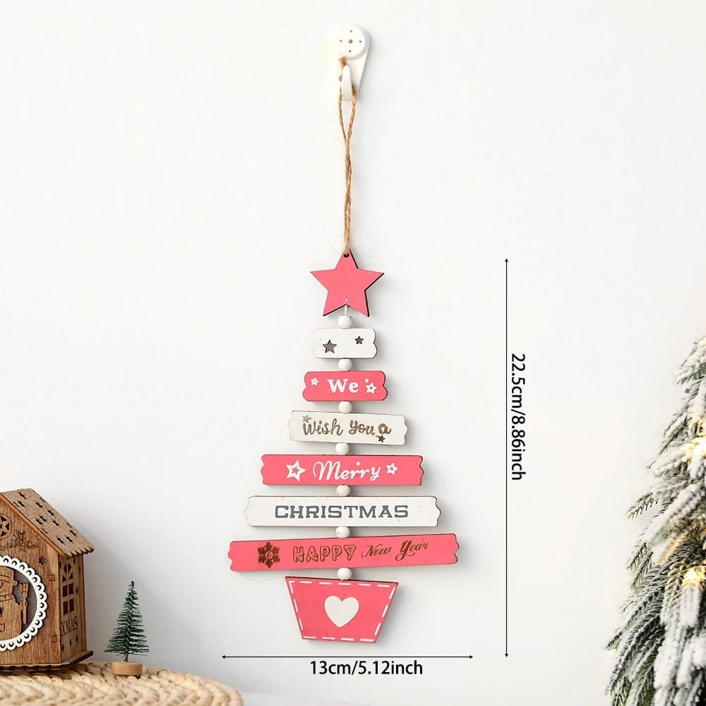1Pc Wooden Christmas Tree Pendant Merry Christmas Home Party Decorations Door Wall Room Winter Ornaments New Year 2023 Navidad