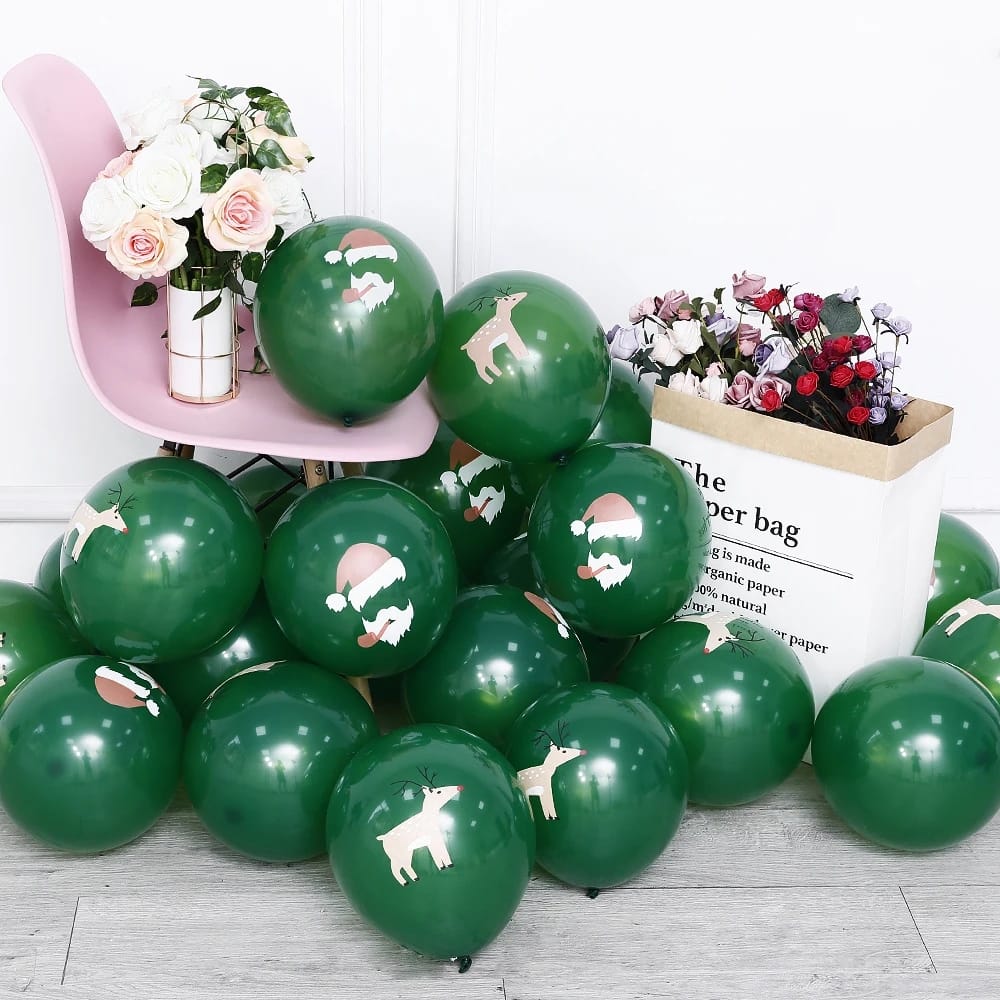 15pcs 10inch Christmas Latex Balloons Golden Green Balloon Christmas Tree Kids Birthday Party Decorations Wedding New Year Decor