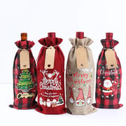Christmas Burlap Wine Bags Christmas Decorations For Home 2023 Navidad Noel Kerst Natal Xmas Wine Bottle Covers New Year 2024