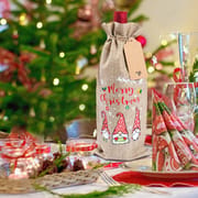 Christmas Burlap Wine Bags Christmas Decorations For Home 2023 Navidad Noel Kerst Natal Xmas Wine Bottle Covers New Year 2024