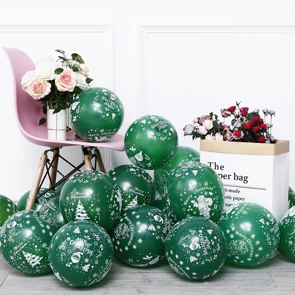 15pcs 10inch Christmas Latex Balloons Golden Green Balloon Christmas Tree Kids Birthday Party Decorations Wedding New Year Decor