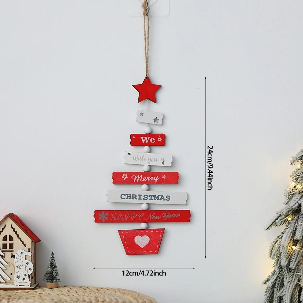 1Pc Wooden Christmas Tree Pendant Merry Christmas Home Party Decorations Door Wall Room Winter Ornaments New Year 2023 Navidad