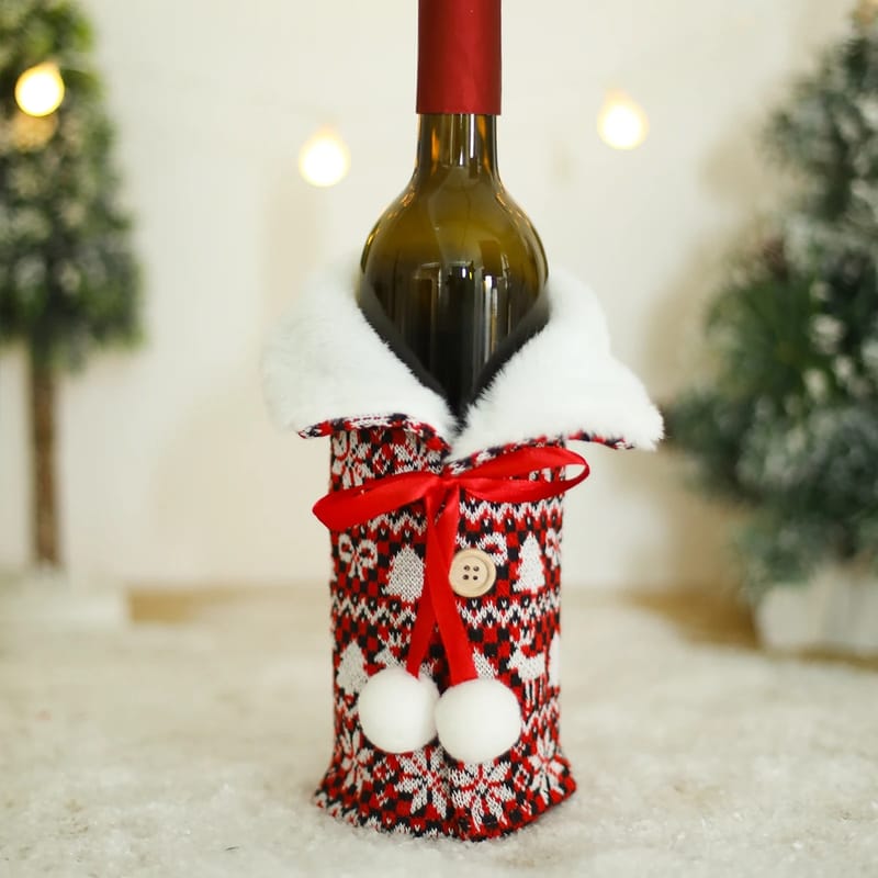 Christmas Santa Claus Wine Bottle Cover Merry Christmas Decorations for Home 2023 Navidad Noel Kerst Xmas Gifts Decor New Year