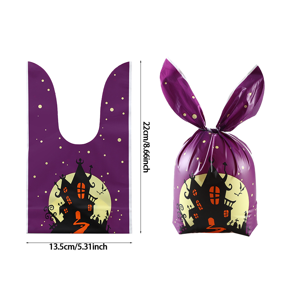 50pcs Halloween Candy Bags Pumpkin Bat Biscuit Gift Bag Trick or Treat Kids Favors Supplies Halloween Decoration for Home Indoor