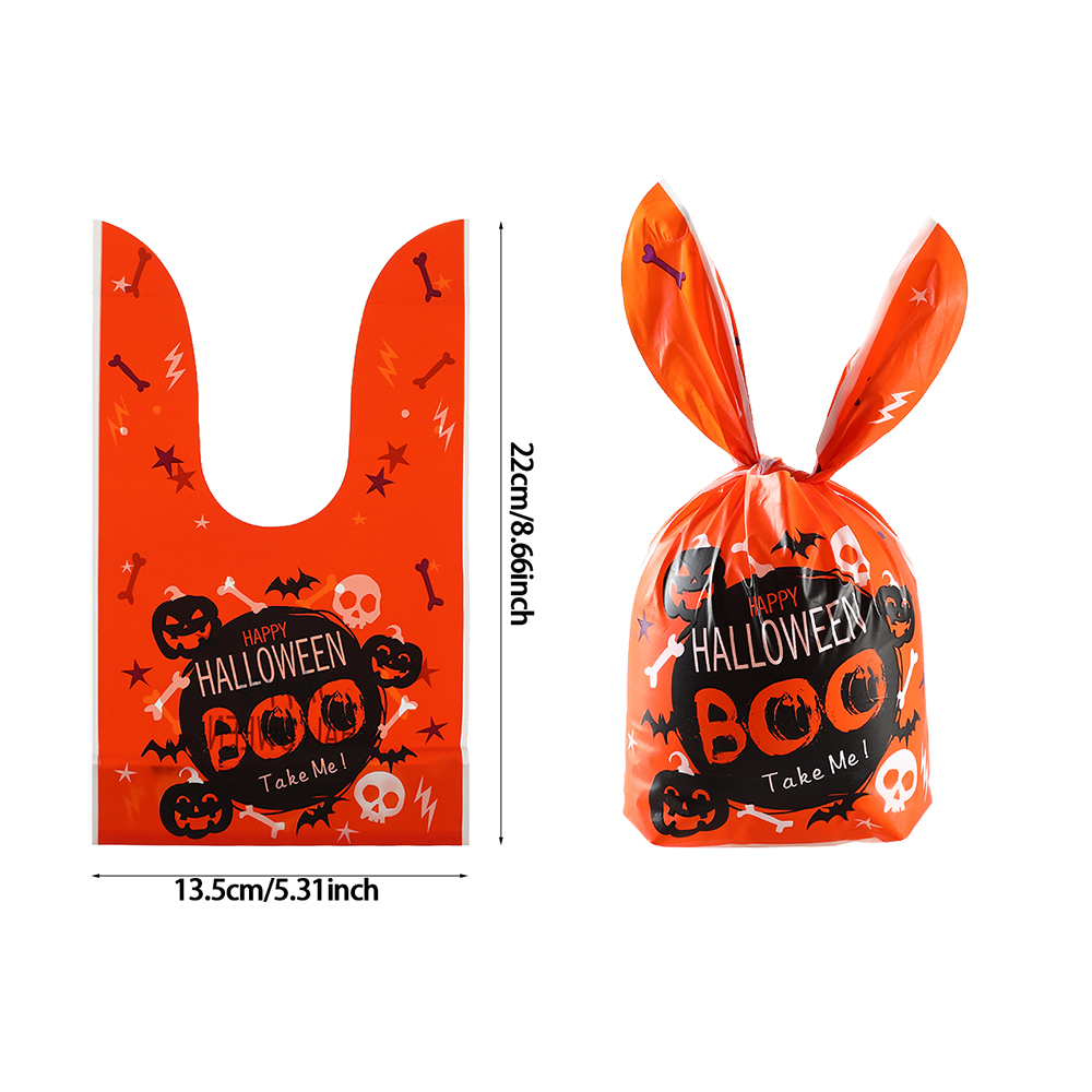 50pcs Halloween Candy Bags Pumpkin Bat Biscuit Gift Bag Trick or Treat Kids Favors Supplies Halloween Decoration for Home Indoor