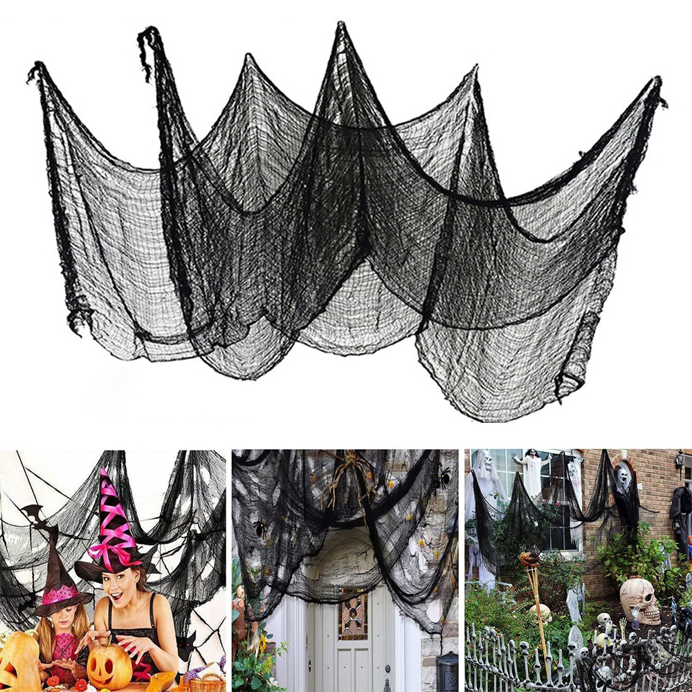 Halloween Black Creepy Gauze Cloth for Halloween Decoration Outdoor Hanging Scary Gauze Spooky Cloth Haunted House Party Walls