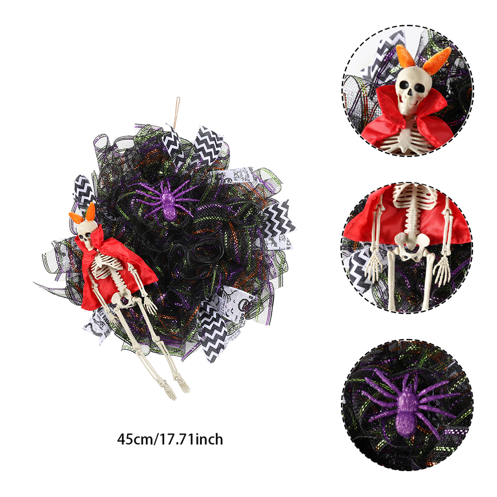 Halloween garland Decorations Witch Legs Decoration Wreath for Front Door Skeleton Spider Web Garland for Home Wall Porch Decor
