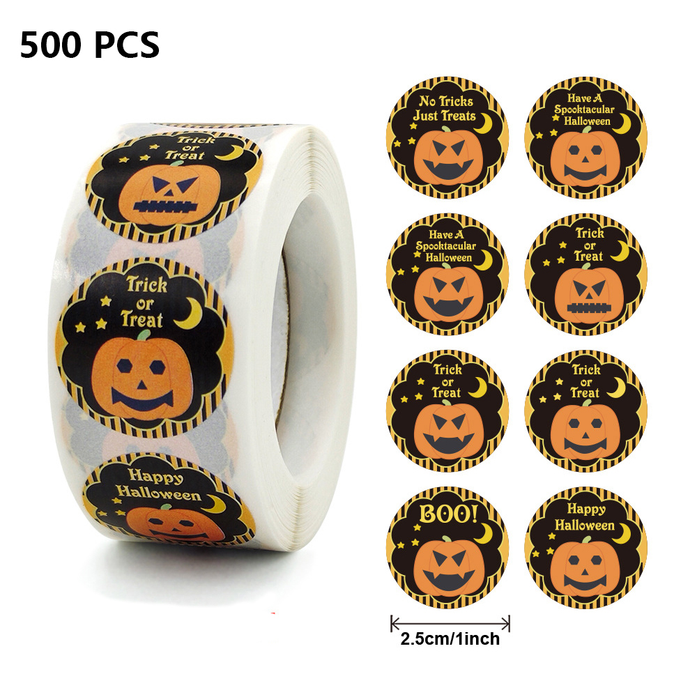 500Pcs Halloween Witch Ghost Pumpkin DIY Stickers Gift Packaging Supplies Sealing Baking Label Stickers Halloween Decorations