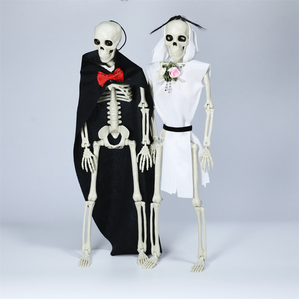 40cm Halloween Movable Skeleton Fake Skull Bones Haunted House Hanging Props Evil Party Decoration Horror Posable Skull Decor