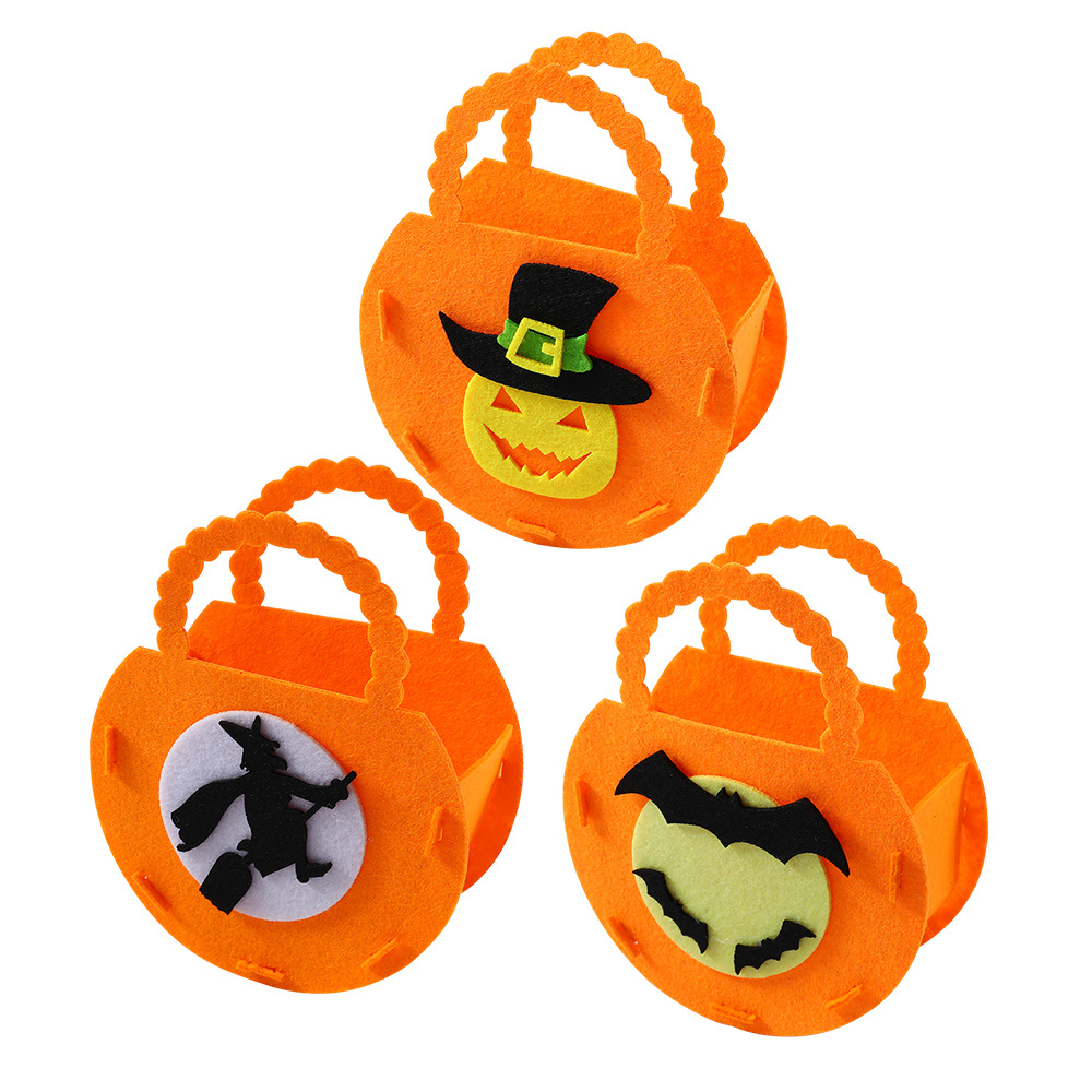 Halloween Pumpkin Candy Buckets for Kids Trick or Treat Bags Non-woven Portable Party Favor Bags Halloween Table Decorations