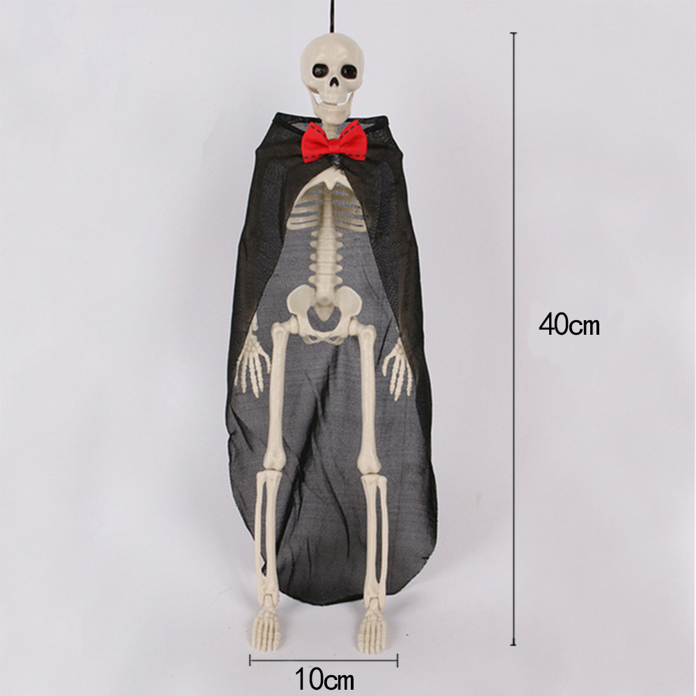 40cm Halloween Movable Skeleton Fake Skull Bones Haunted House Hanging Props Evil Party Decoration Horror Posable Skull Decor