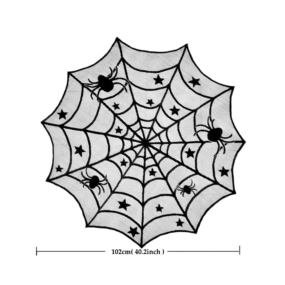Halloween Decoration Lace Bat Table Runner Black Spider Web Fireplace Curtain Halloween Home Event Party Decoration Horror Props