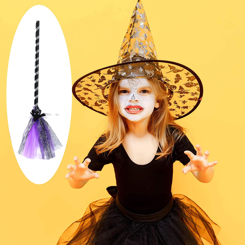 Halloween Witch Broom Kids Plastic Witch Broom Props Broom Props Cosplay Broomstick for Halloween Party Decoration Supplies