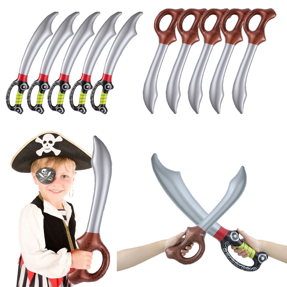 2/5Pcs Inflatable Outdoor Fun Game Playing Pirate Birthday Party Sword Toy Stage Props Children Cosplay Supply Halloween Decor