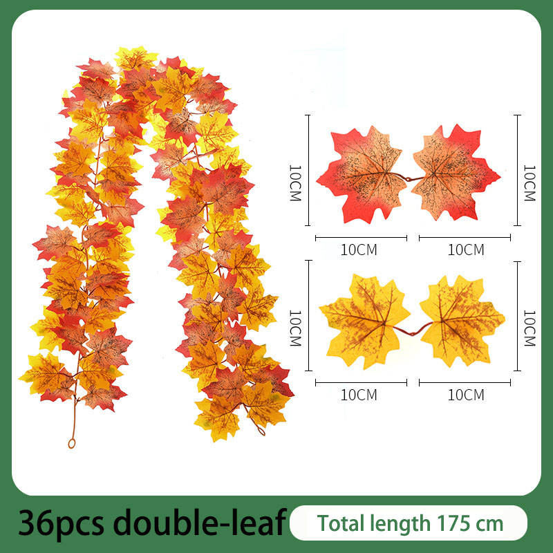 175/200cm Simulation Red Maple Leaf Rattan Garland Decoration Autumn Thanksgiving Halloween Christmas Decor Artificial Vine