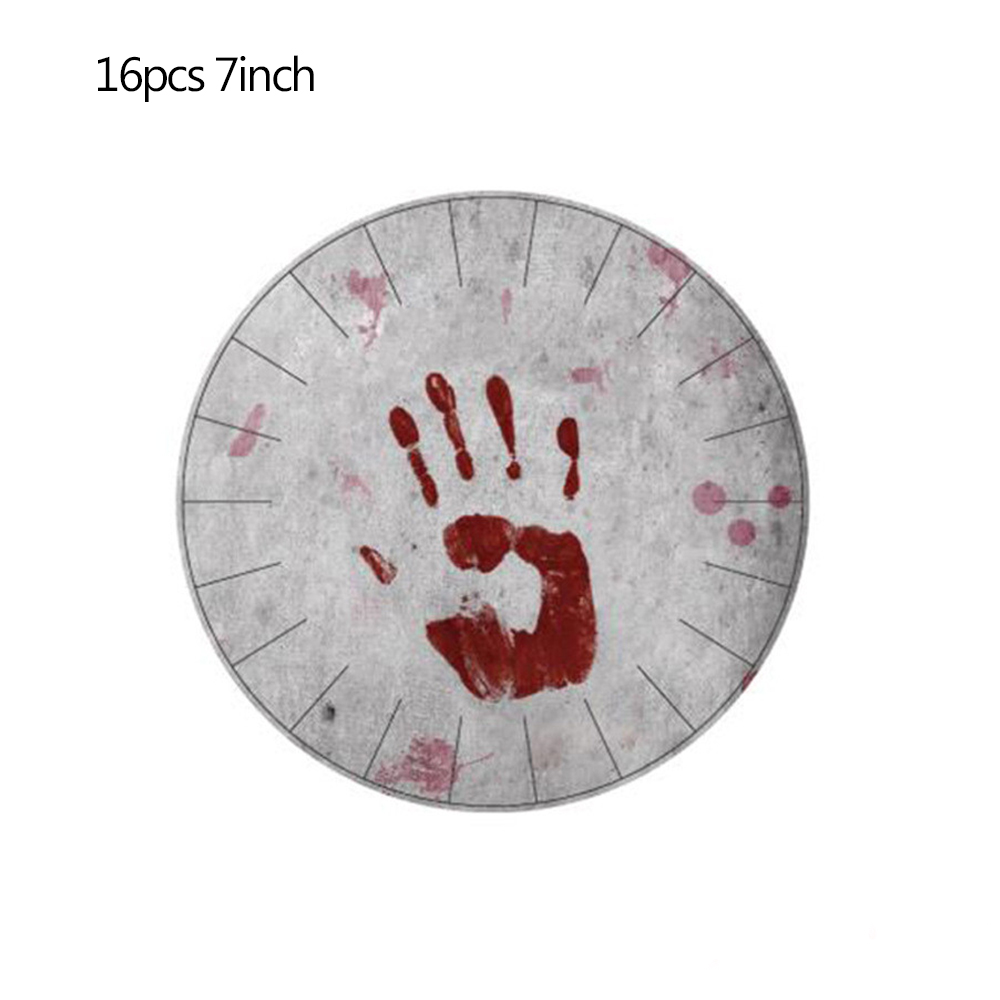 Halloween Bloody Tableware Set Zombie Bloody Decorations Handprints Paper Cups Plates Napkins PVC Tablecovers for Party Supplies