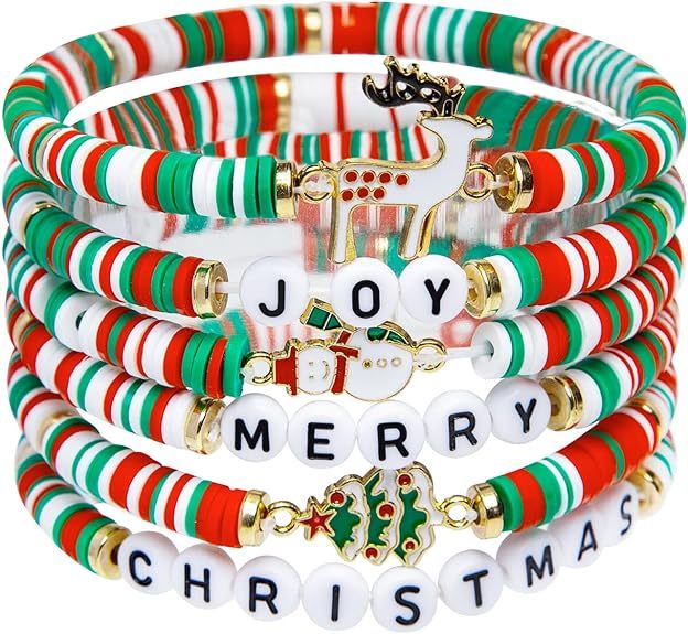 Artlunar 6 Pack Cute Xmas Bracelets for Women Teen Girls as Party Gifts