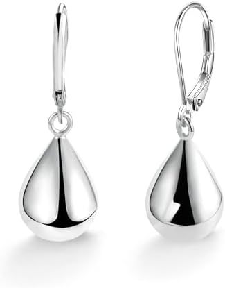 925 Sterling Silver Teardrop Leverback Earrings for Women Girls Waterdrop Tear Drop Dangle Earrings Jewelry Hypoallergenic Silver Teardrop Leverback Dangle Earrings for Women