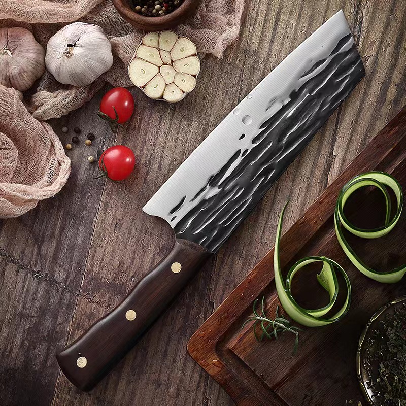 Hand forged wide blade cutting knife