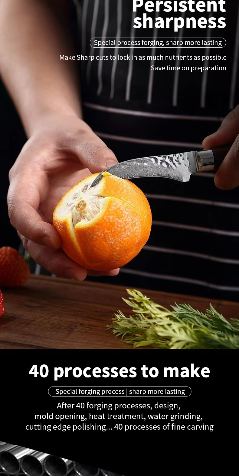 Damascus fruit knife