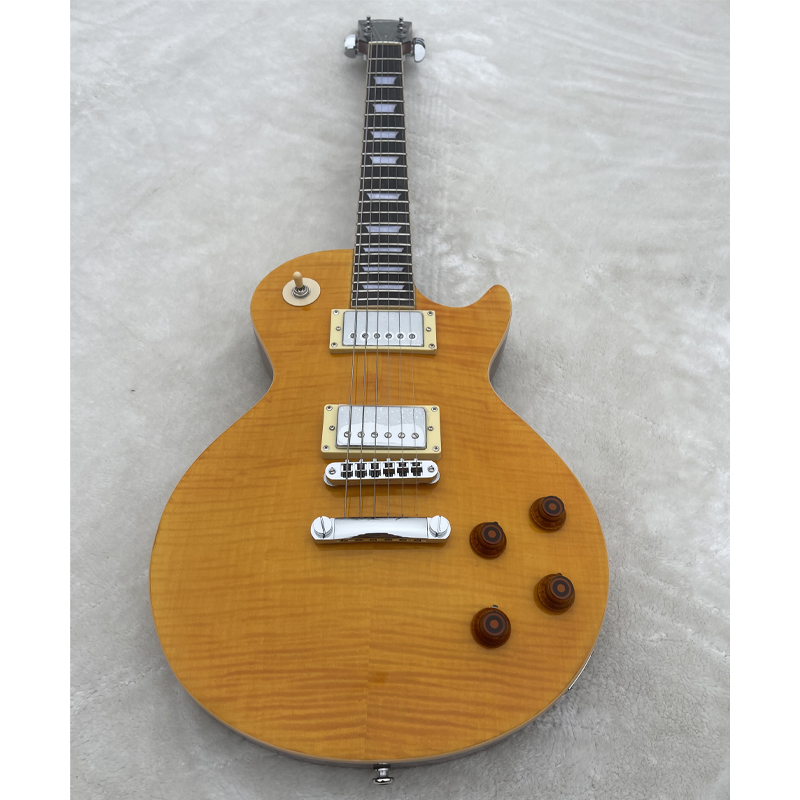 Electric guitar epi greeny yellow flame top brown back serial number