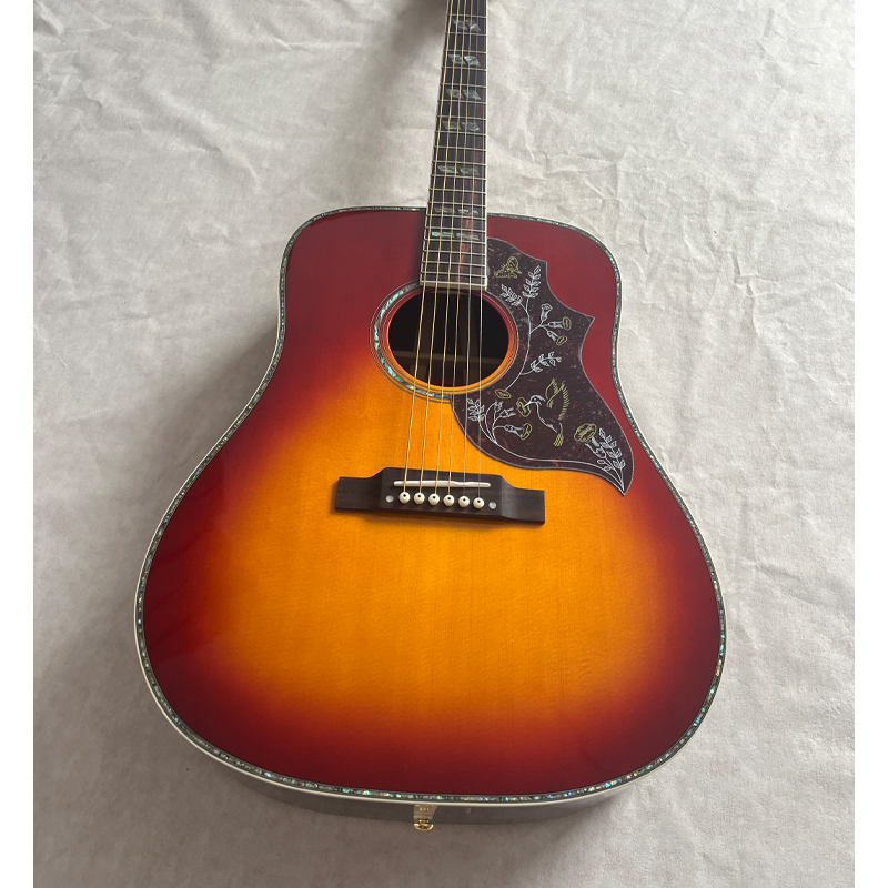 62 Hummin Acoustic guitar Humming bird real abalone binding flame middle back