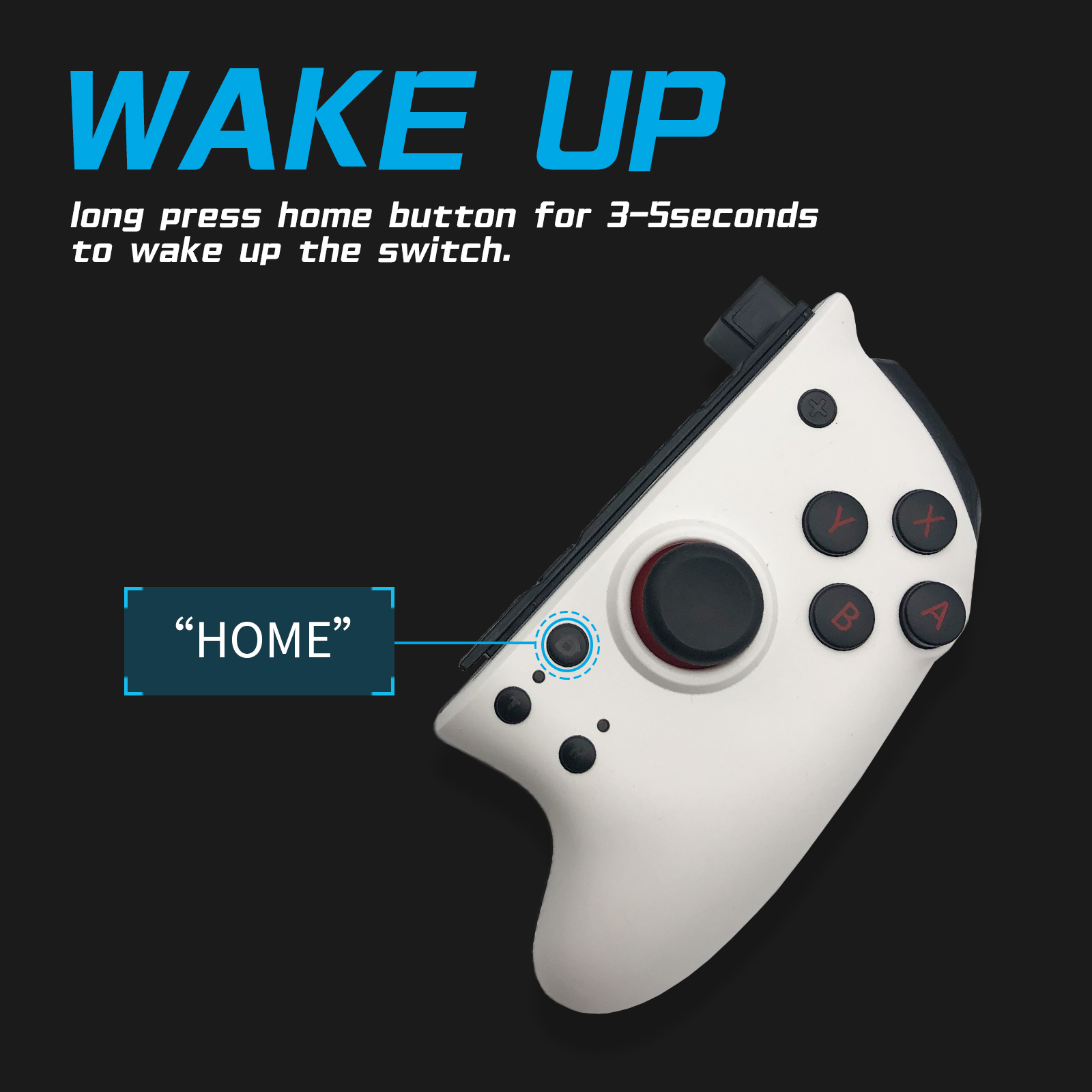 long press 'home' button for 3-5s to wake up the switch console.