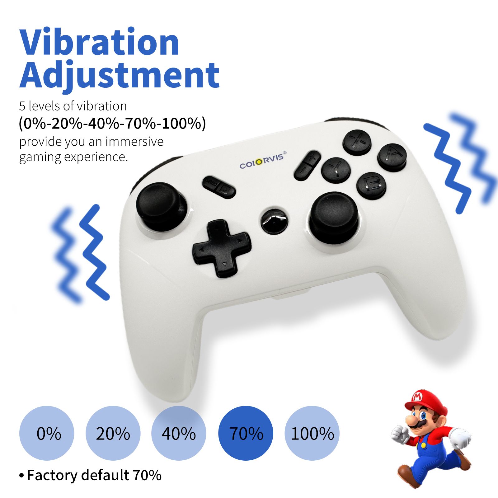 three level vibration adjustment.