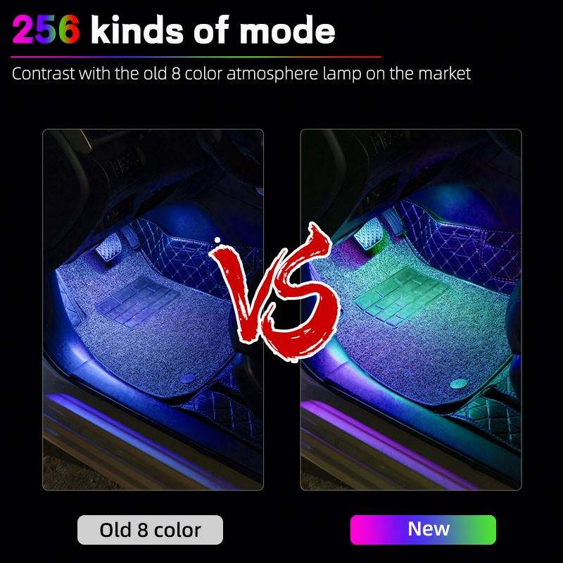 Streamer Colorful APP Car Interior Ambient Foot Lamp Music Control Neon Mood Light Backlight Auto Decorative Atmosphere Lights