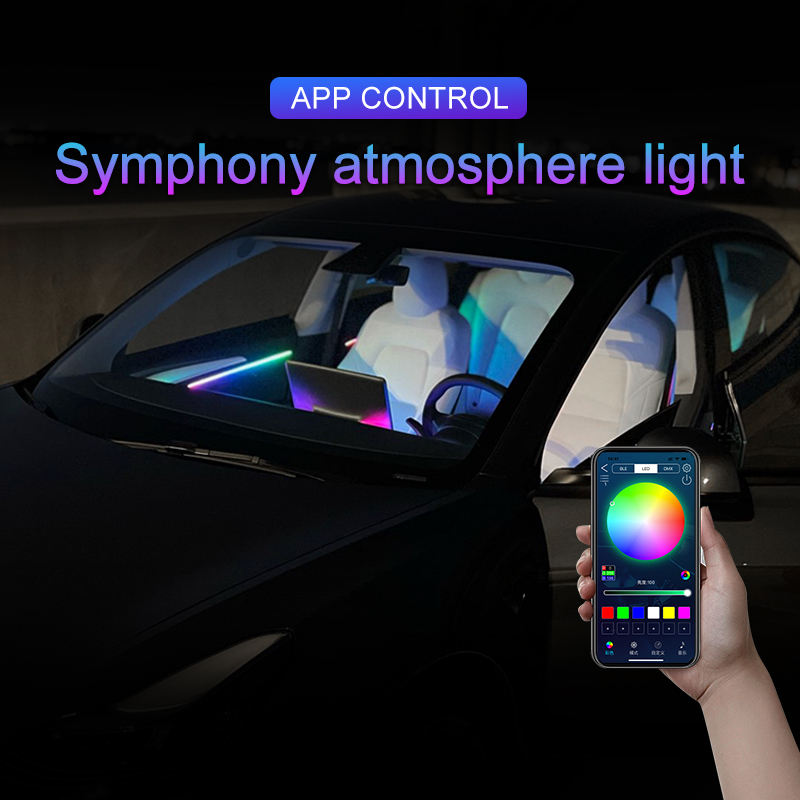 DIY Car Ambient Light RGB LED 18 in 1 Symphony Flow Gradient Light strips Interior APP Guide Fiber Atmosphere Decoration Optic