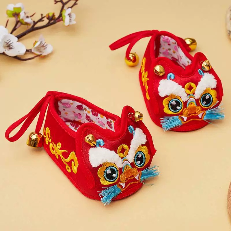 baby cloth tiger-head shoes with golden bell