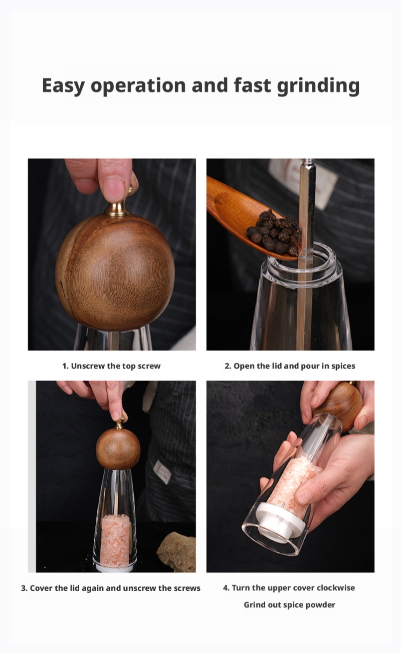 Manual Black Pepper Grinder Freshly Ground Pepper Sea Salt Grinding ...