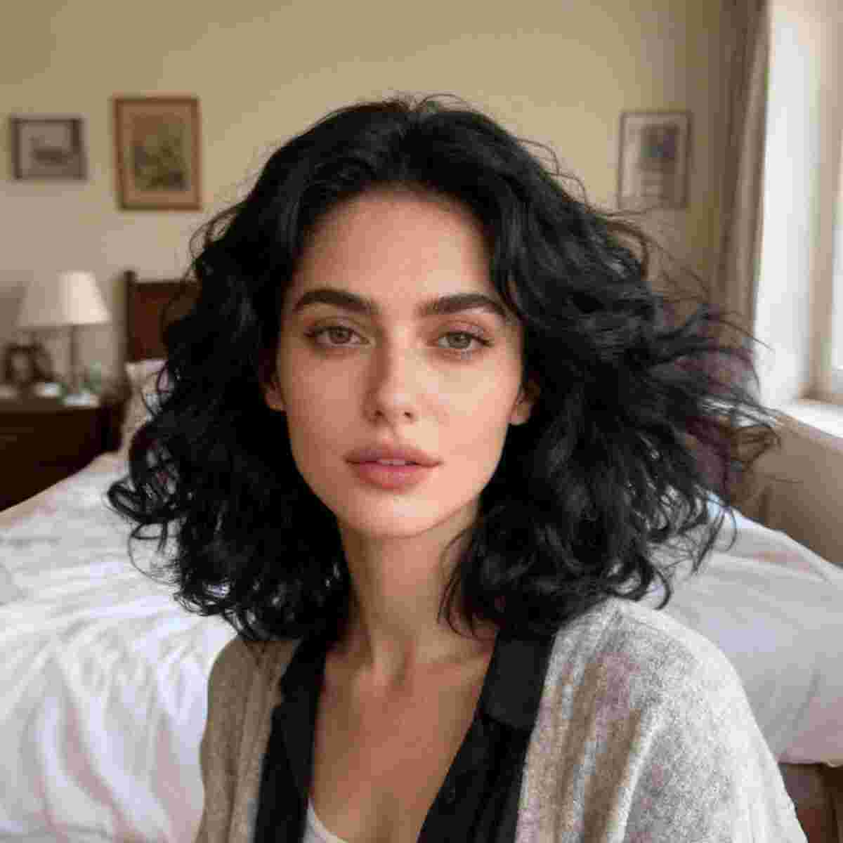 DALUSE WIG 12-inch Full Lace Front Black Shaggy Wavy Short Wig