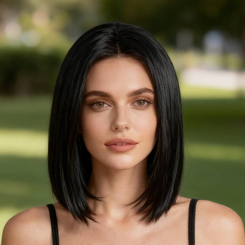 DALUSE WIG 14-inch Black Lace Front Bob Wig