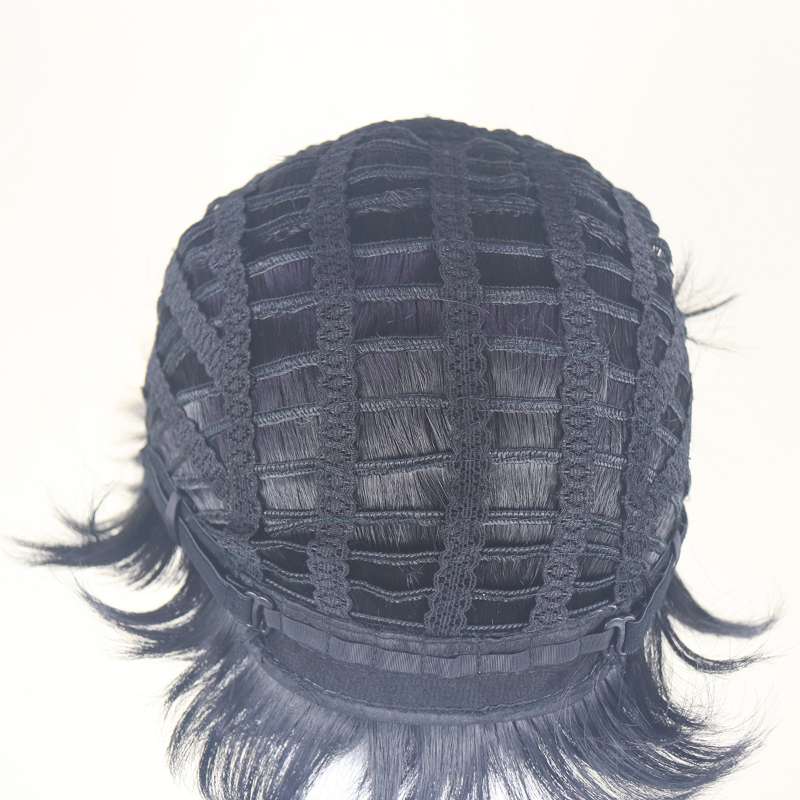 DALUSE WIG Black Layered Short Pixie Wig with Bangs