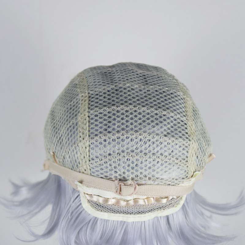 DALUSE WIG Silver Gray Short Straight Layered Bangs Wig 