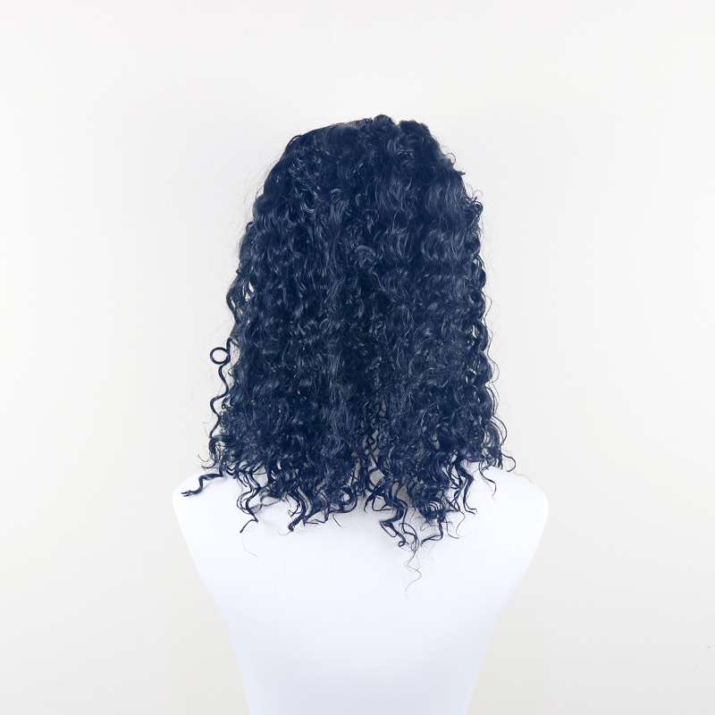 Daluse WIG Black 12-inch 13x4 Deep Wavy Bob with Lace Closure Wig